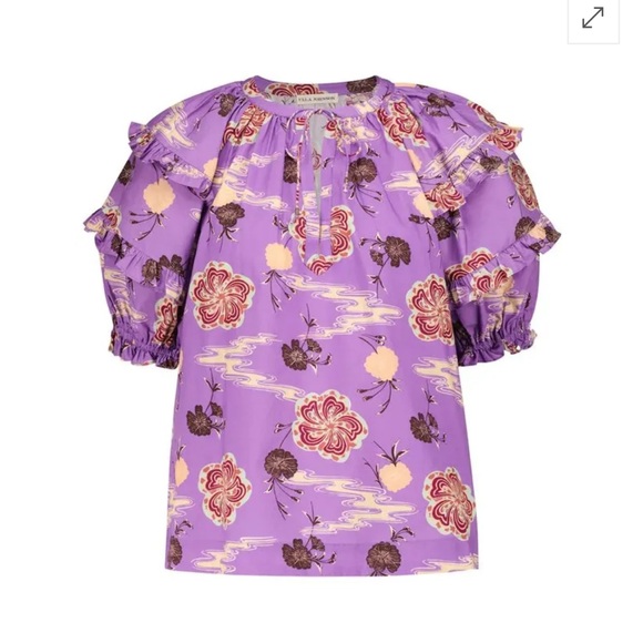 Ulla Johnson Mari Purple Cotton Poplin Blouse - Picture 2 of 6